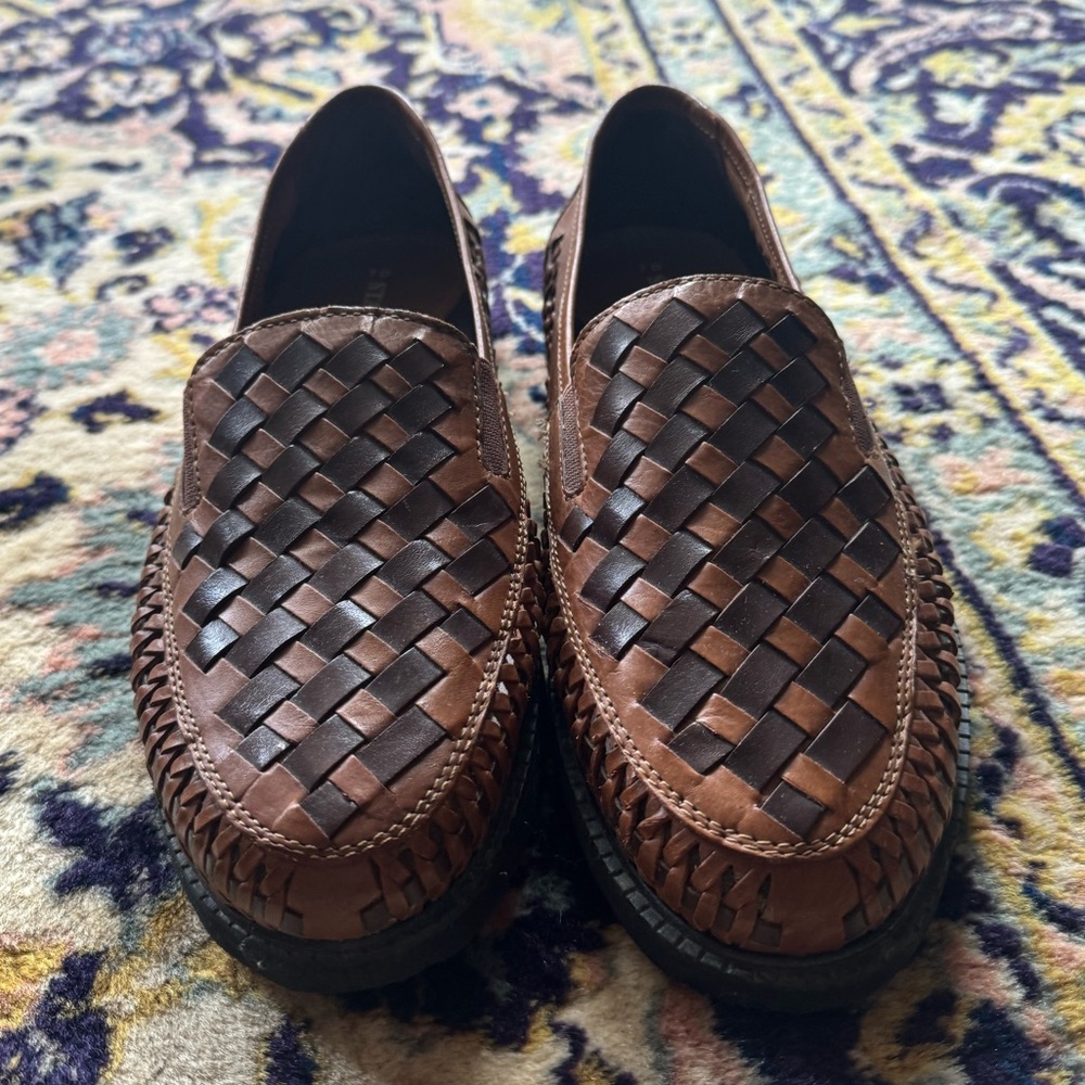 🆕 LEATHER BROWN WOVEN LOAFERS
